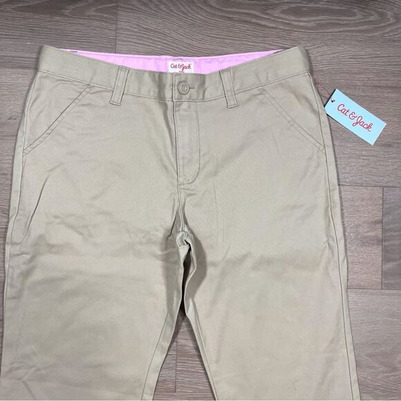 Cat & Jack Girls Khaki School Uniform Straight Leg Pants 12 Plus - Picture 3 of 8